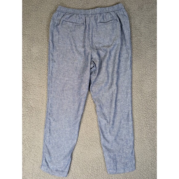 Old Navy Pants Womens L Blue High Rise Straight Tape Chambray Linen Blend Crop - Picture 5 of 11